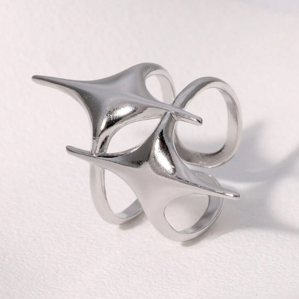 Silver Stars Open Ring - Picture 3 of 7